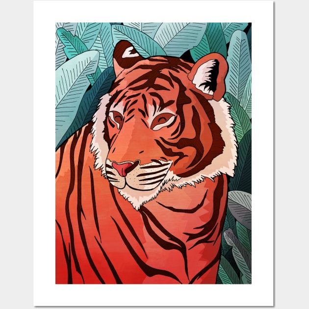 Tiger in the jungle Wall Art by Swadeillustrations